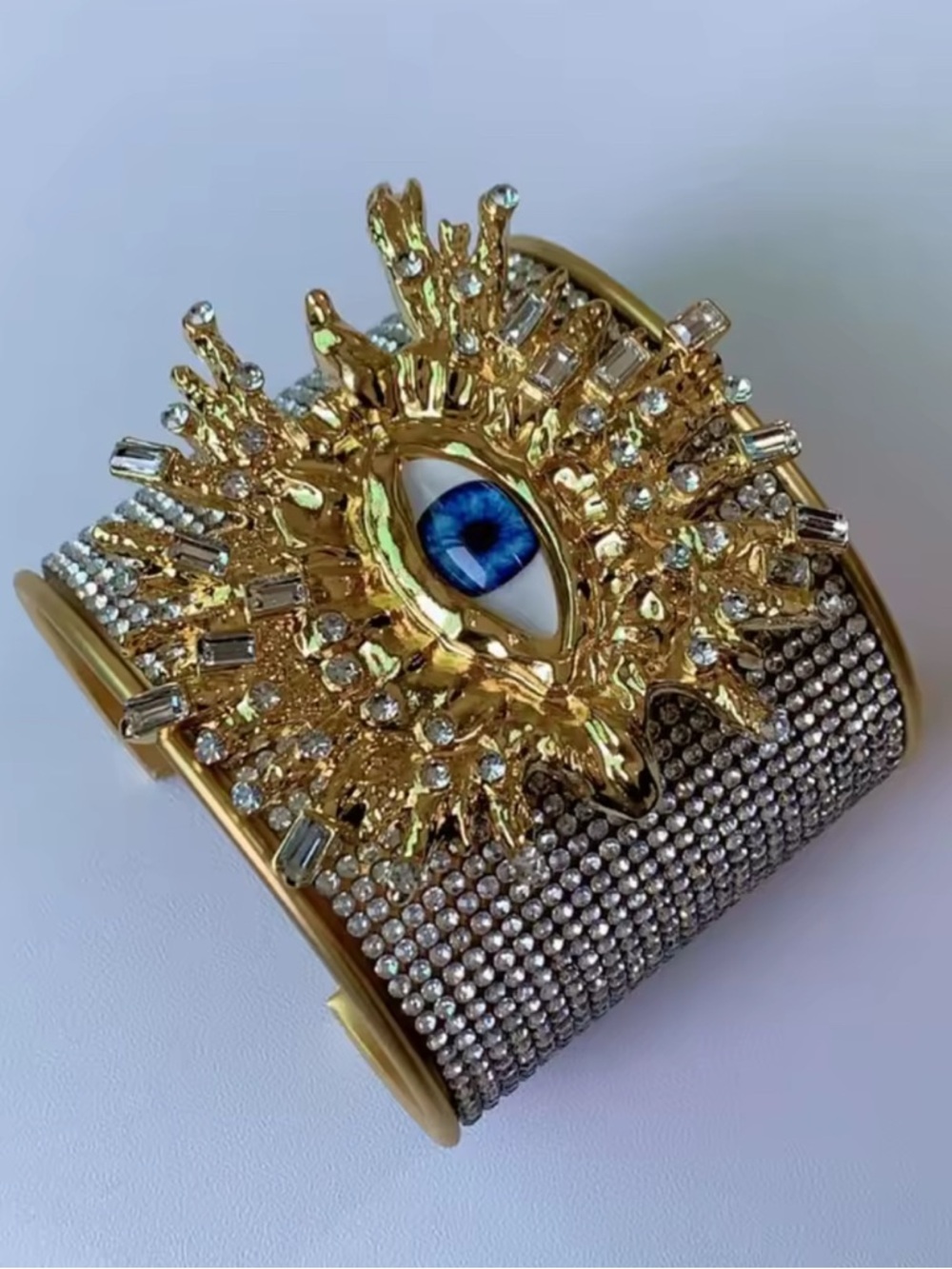 Gold  Tone & Crystal Eye Statement Cuff Bracelet